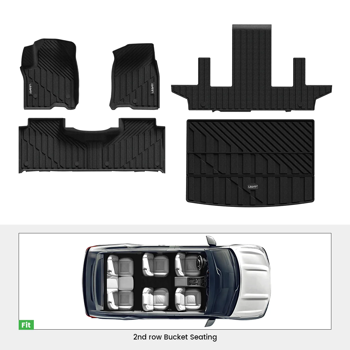 Fit for 2021–2026 GMC Yukon XL Floor & Cargo Mats Protection Set, Not Fit 9 Seats - Image 2