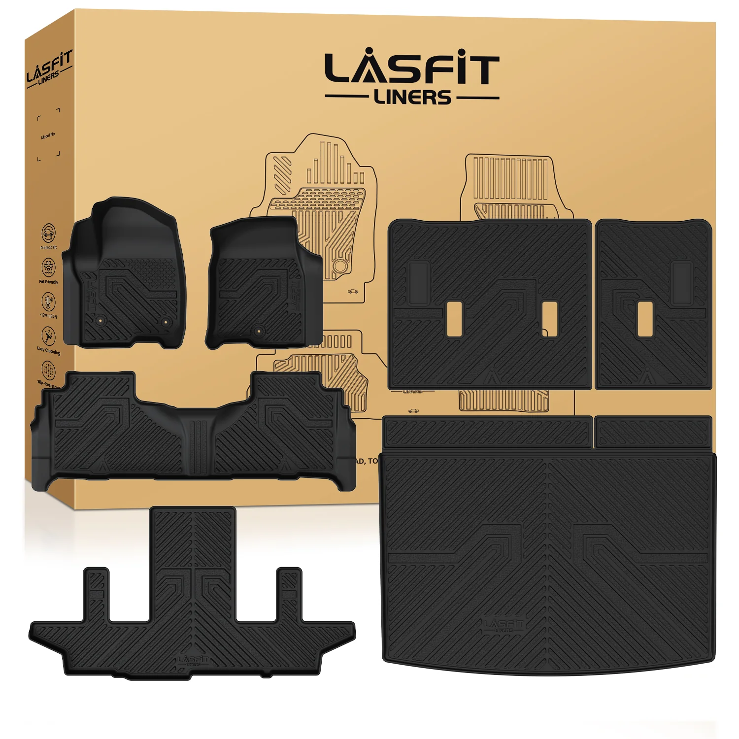 Fit for 2021–2026 Chevrolet Suburban Floor & Cargo Mats Protection Set, Not Fit 9 Seats - Image 25