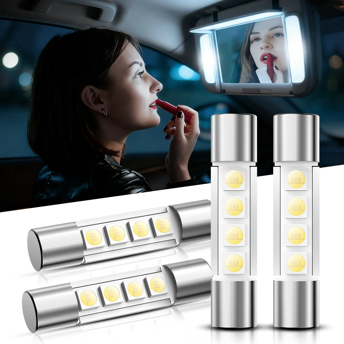 6614F 6614 LED Vanity Mirror Sun Visor Light Bulb, 4 Bulbs - Image 10