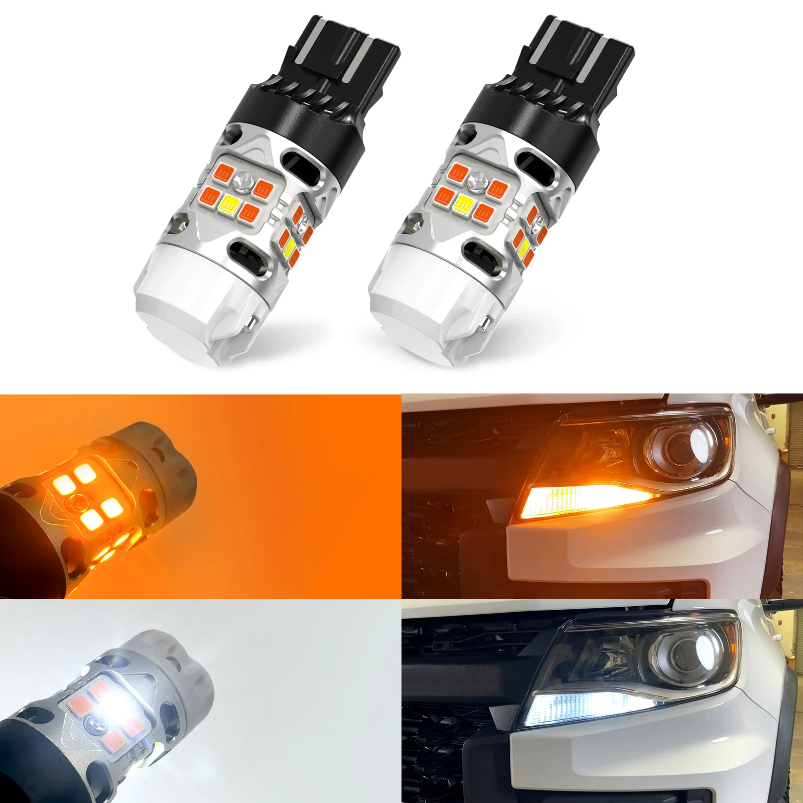 7443 7444 LED Front Turn Signal Bulbs CanBus-Ready Switchback | T3 Series - Image 6