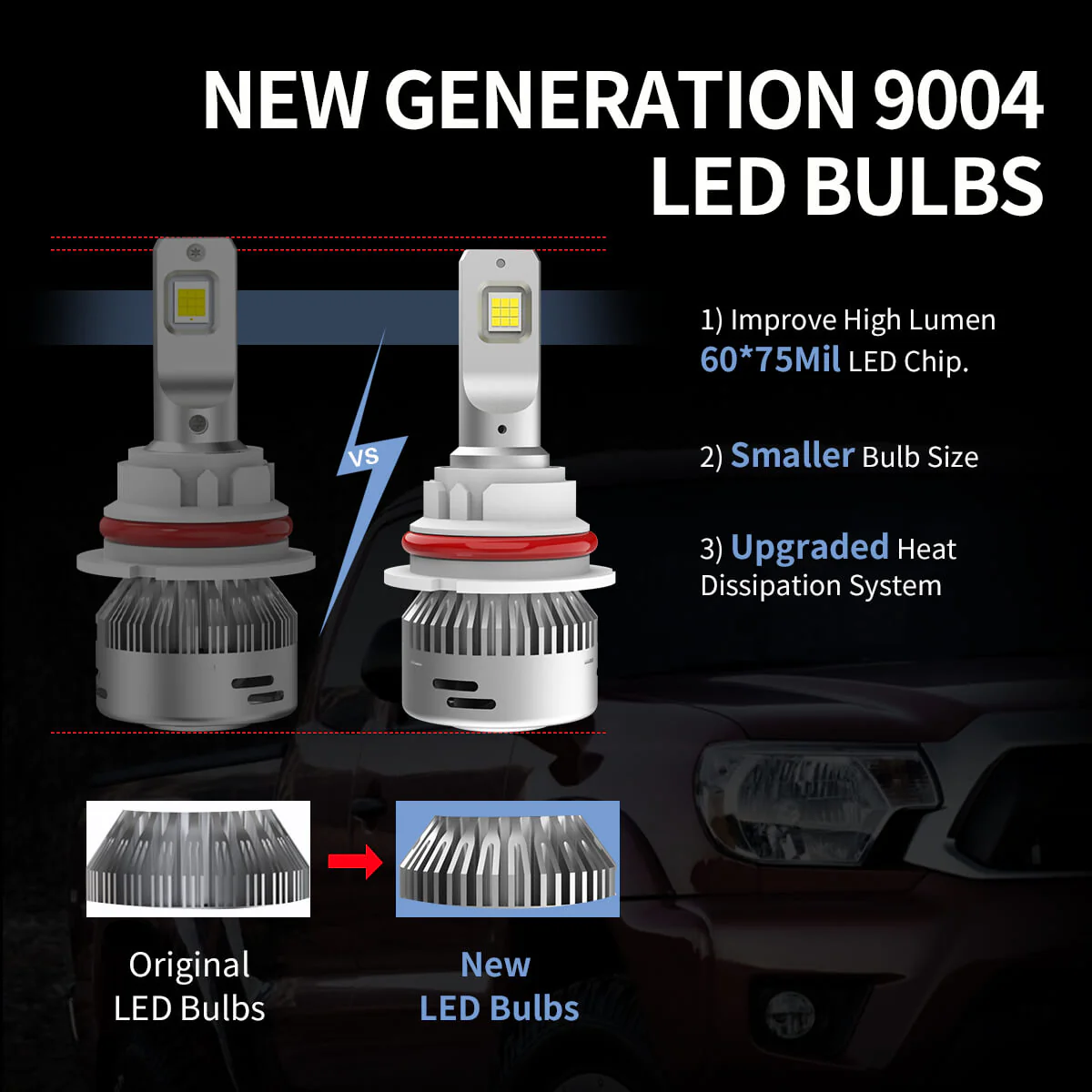 60W 9004 HB1 LA Plus Series | 6,000LM 6000K LED Bulbs - Image 9