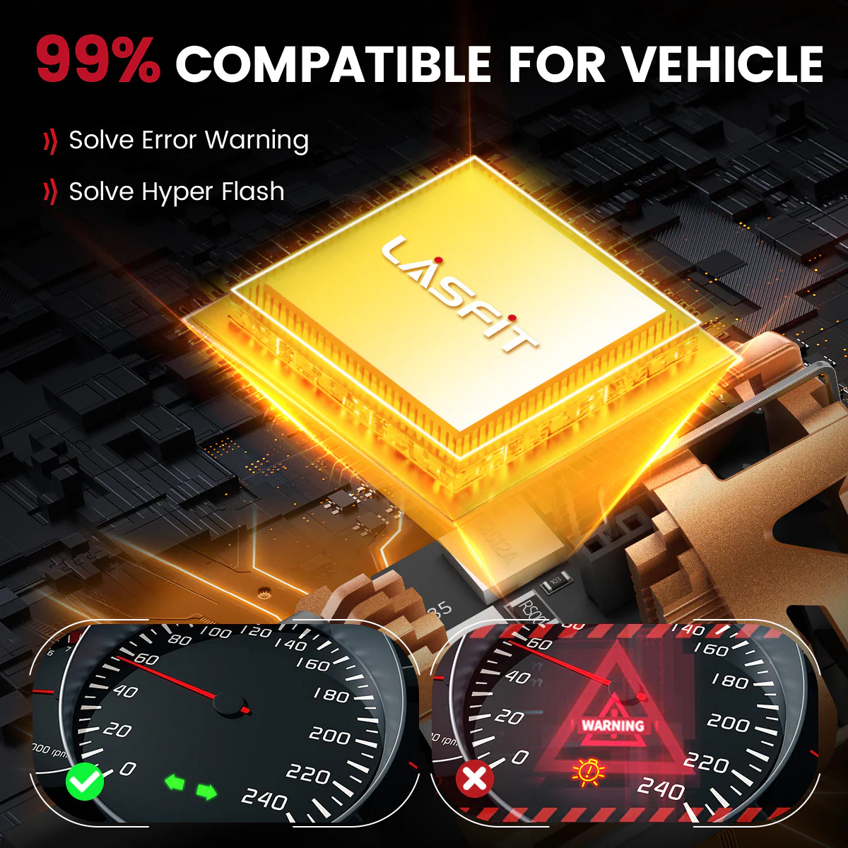 Amber 1156 CanBus-Ready Turn Signal Light LED Bulbs | D2 Series - Image 3