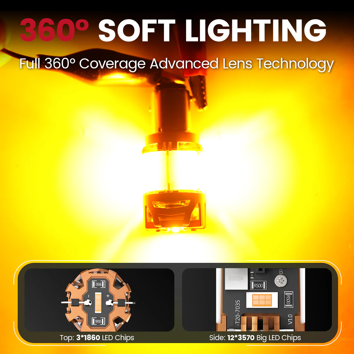 Amber 1157 CanBus-Ready Turn Signal Light LED Bulbs | D2 Series - Image 5