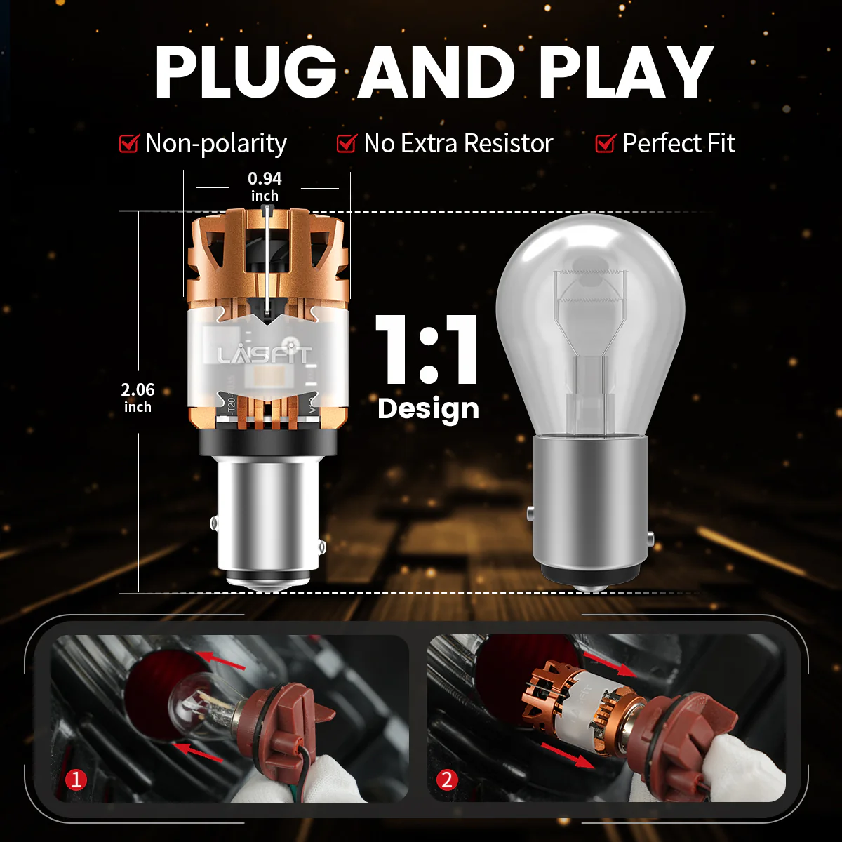 Amber 1157 CanBus-Ready Turn Signal Light LED Bulbs | D2 Series - Image 8