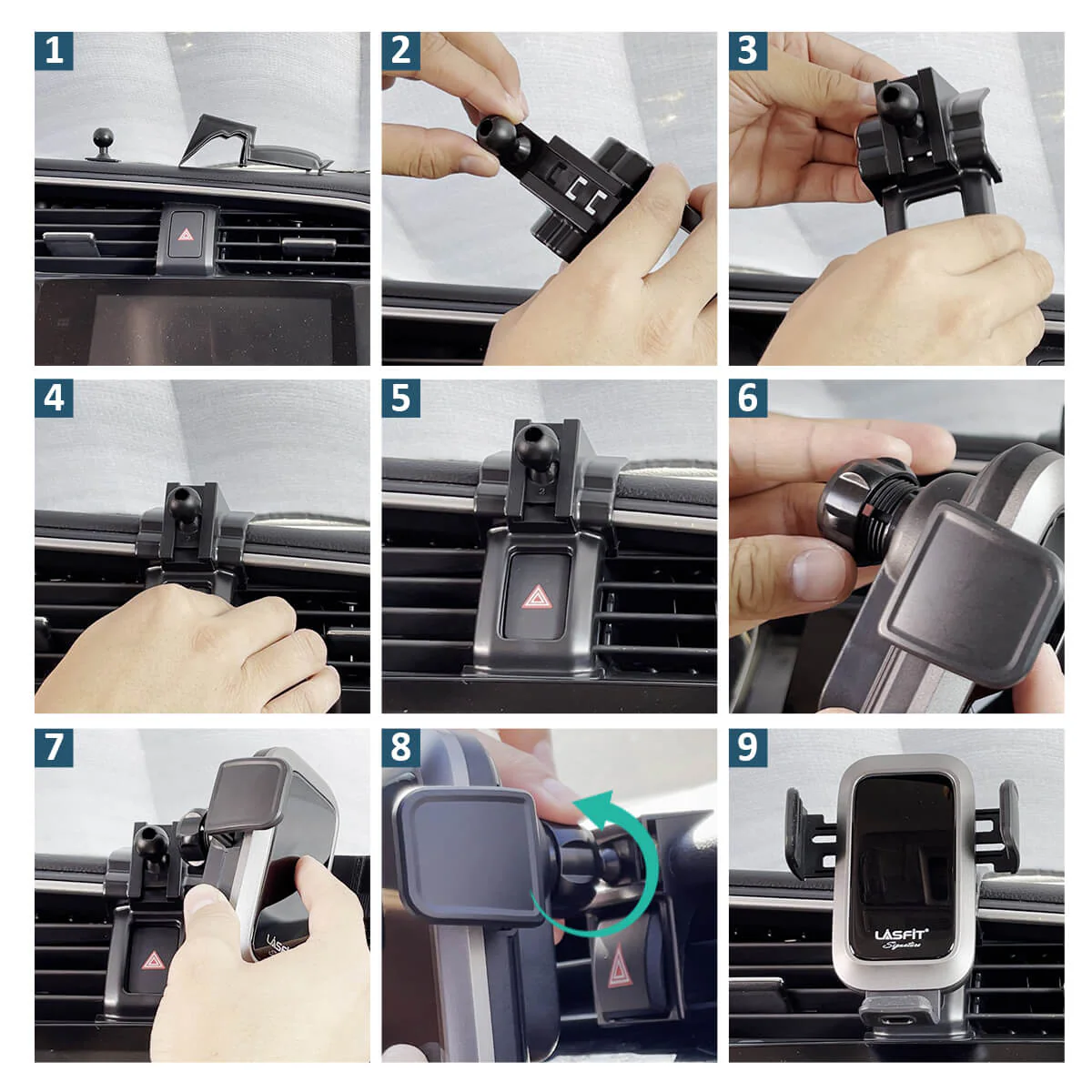 Custom Car Air Vent Clip For 0.67'' Joint Ball Cell Phone Holder - Image 7