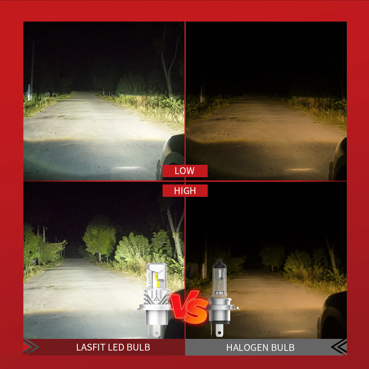 40W 9003 H4 HB2 L1 Plus Series | 4,000LM 6000K LED Bulbs - Image 2