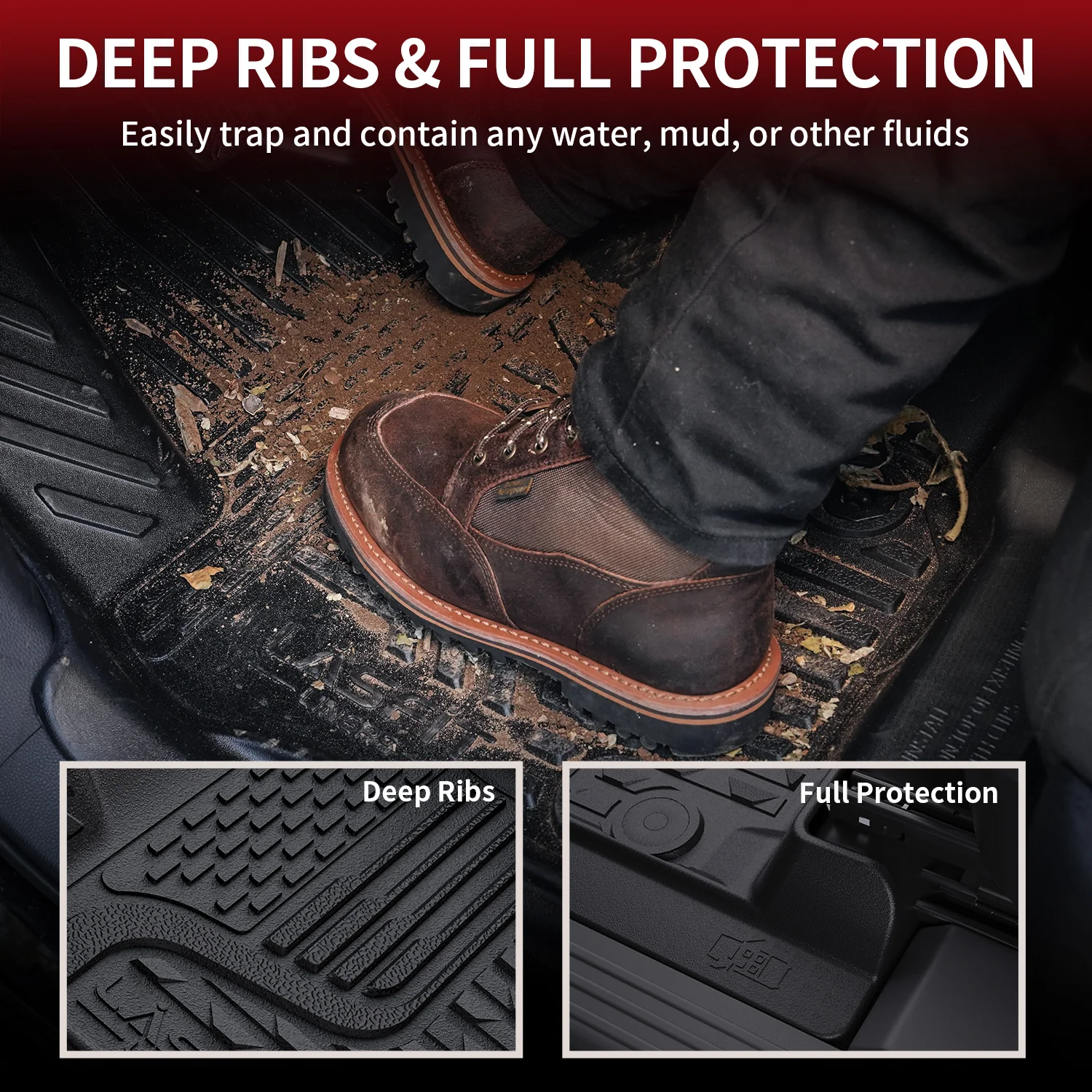 Fit for 2013-2018 Ram 1500 All-Weather 1st row Floor Mats, Fit Carpet Floor Only - Image 12
