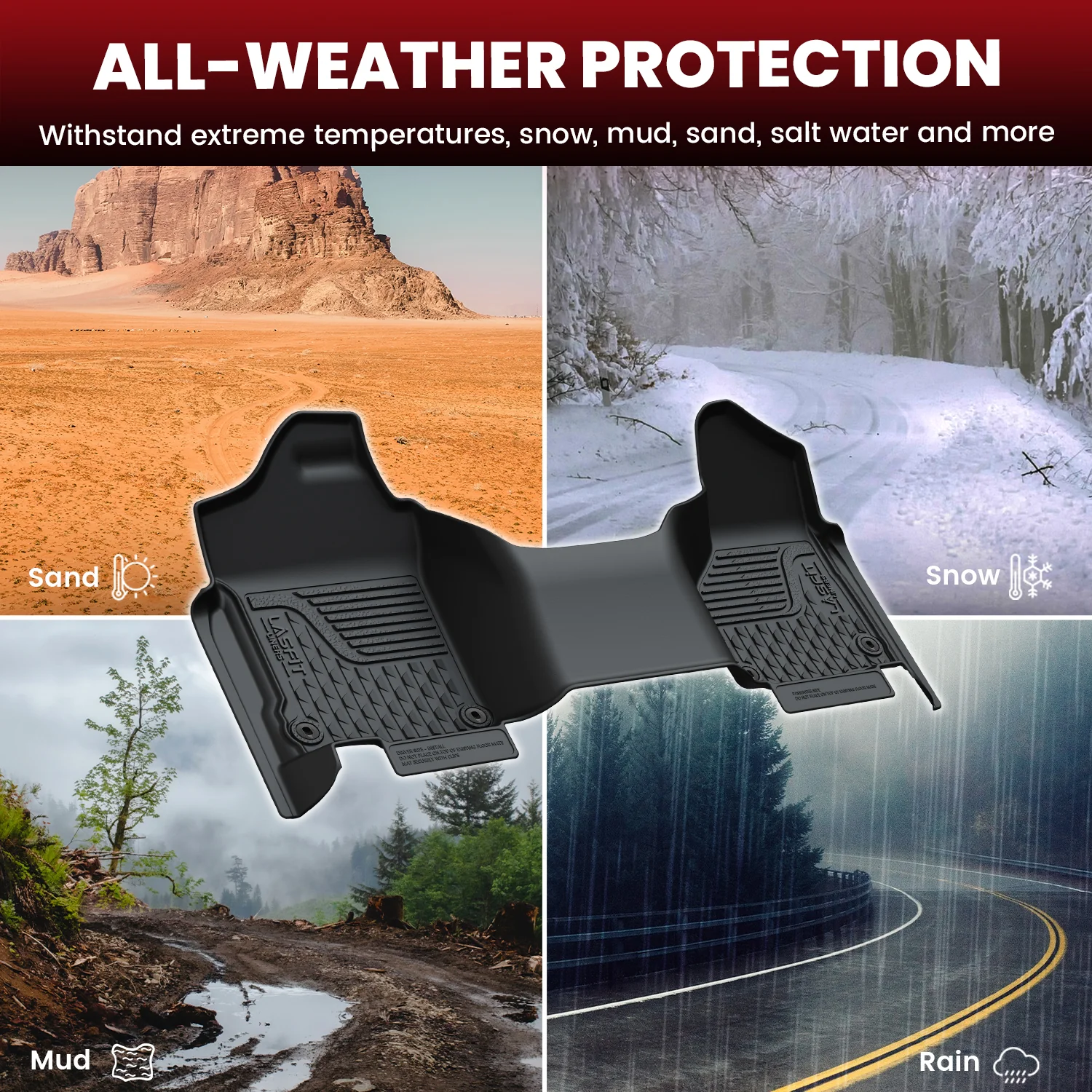 Fit for 2013-2018 Ram 1500 All-Weather 1st row Floor Mats, Fit Carpet Floor Only - Image 14