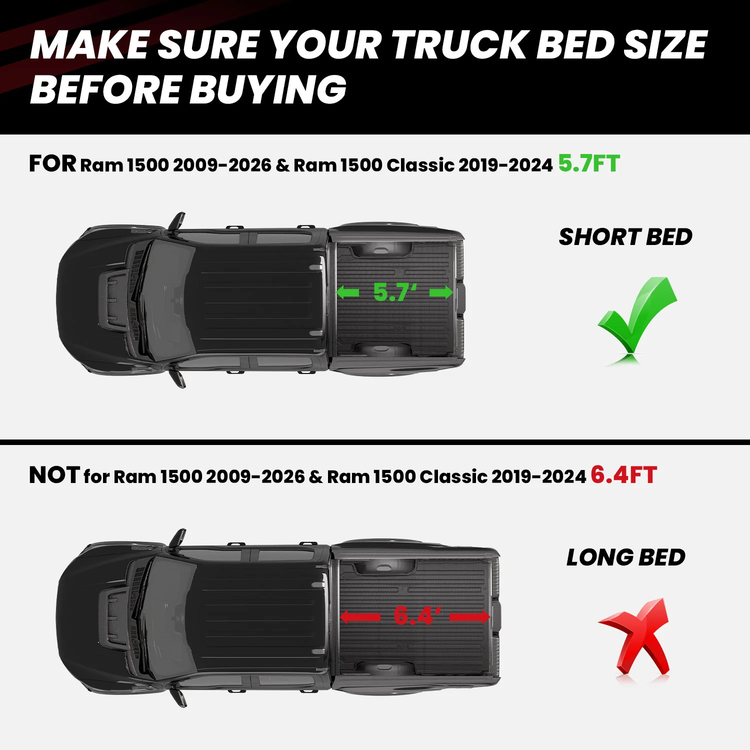 Fit for 2006-2018 Ram 1500 Bed Mat (Not Fit Drop-in liners) or Tailgate Mat, Heavy Duty Protection - Image 30