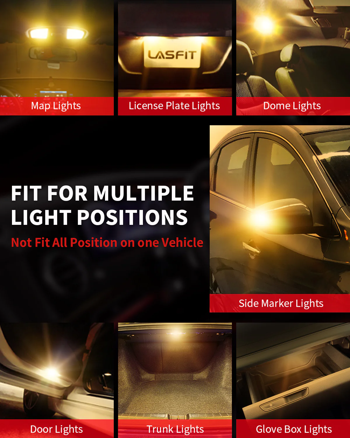 168 194 2825 T10 CANBUS Error Free LED Side Marker Lights Dome Map Bulbs | Amber, 2 Bulbs - Image 6