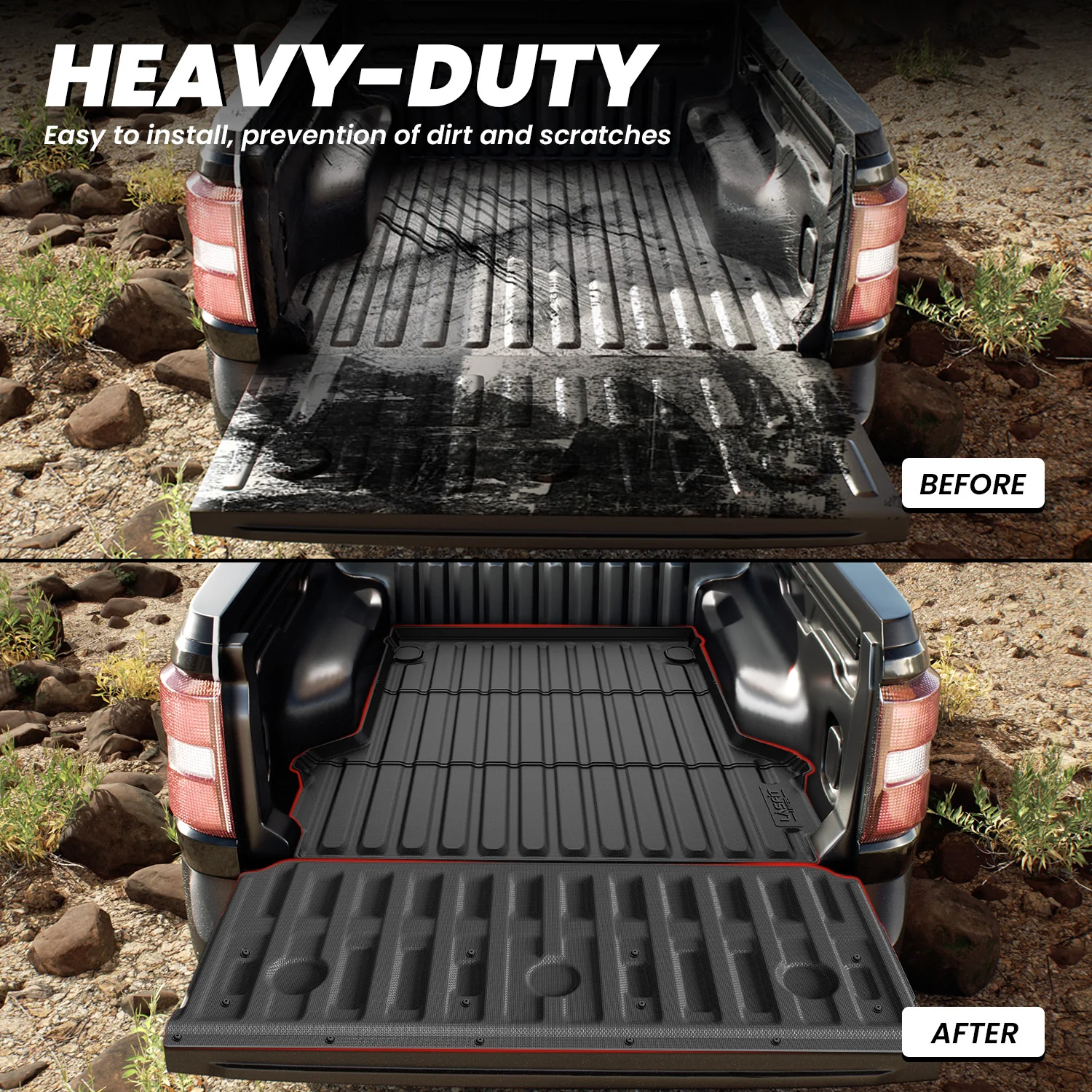 Fit for 2022-2026 Ford Maverick 4.5FT(54.4" ) Heavy Duty Truck Bed Mat or Tailgate Mat, Not Fit Drop-in liners - Image 3