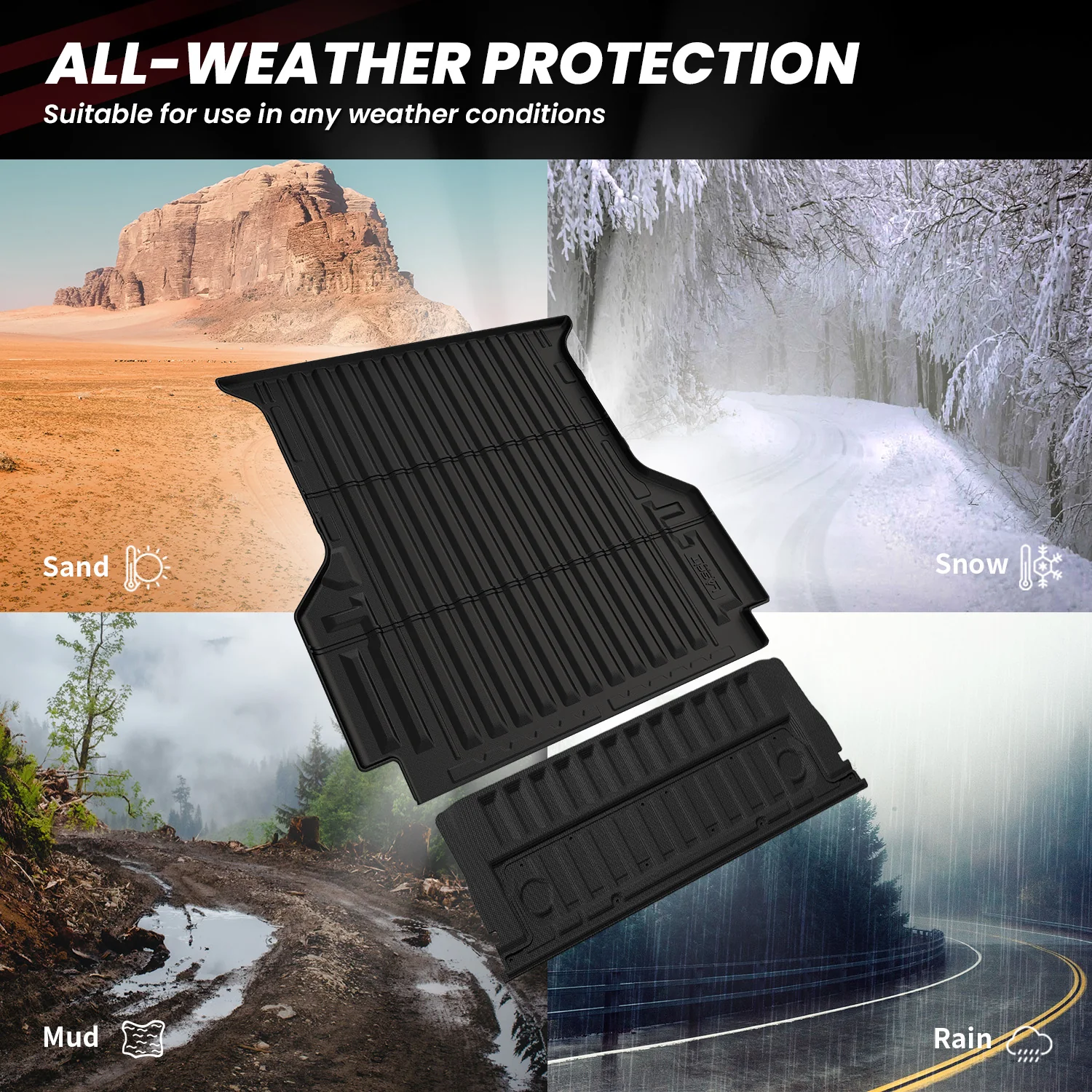 Fit for 2024-2026 Ford Ranger 5FT(59.6") Heavy Duty Truck Bed Mat or Tailgate Mat, Not Fit Drop-in liners - Image 25