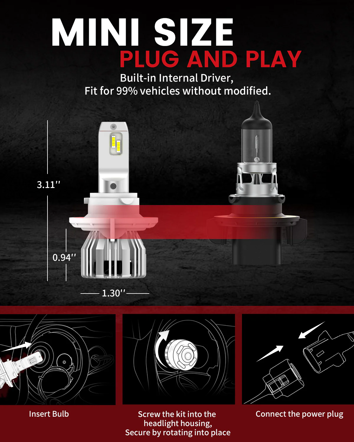 50W H10 H13 LC Plus Series Combo Pack | 5,000LM 6000K LED Bulbs - Image 7