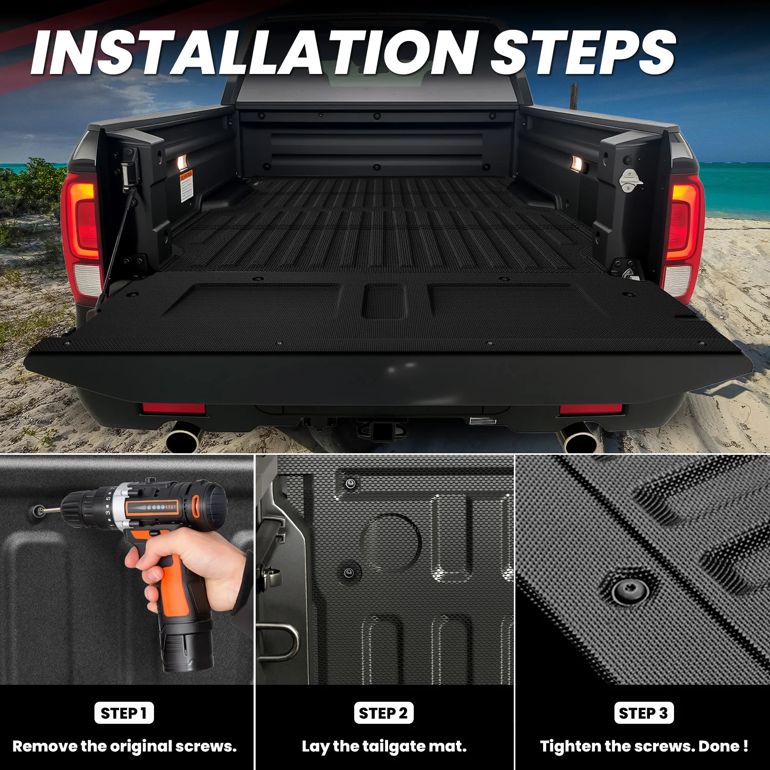 Fit for 2017-2026 Honda Ridgeline 5.3FT(64") Heavy Duty Truck Bed Mat or Tailgate Mat, Not Fit Drop-in liners - Image 11