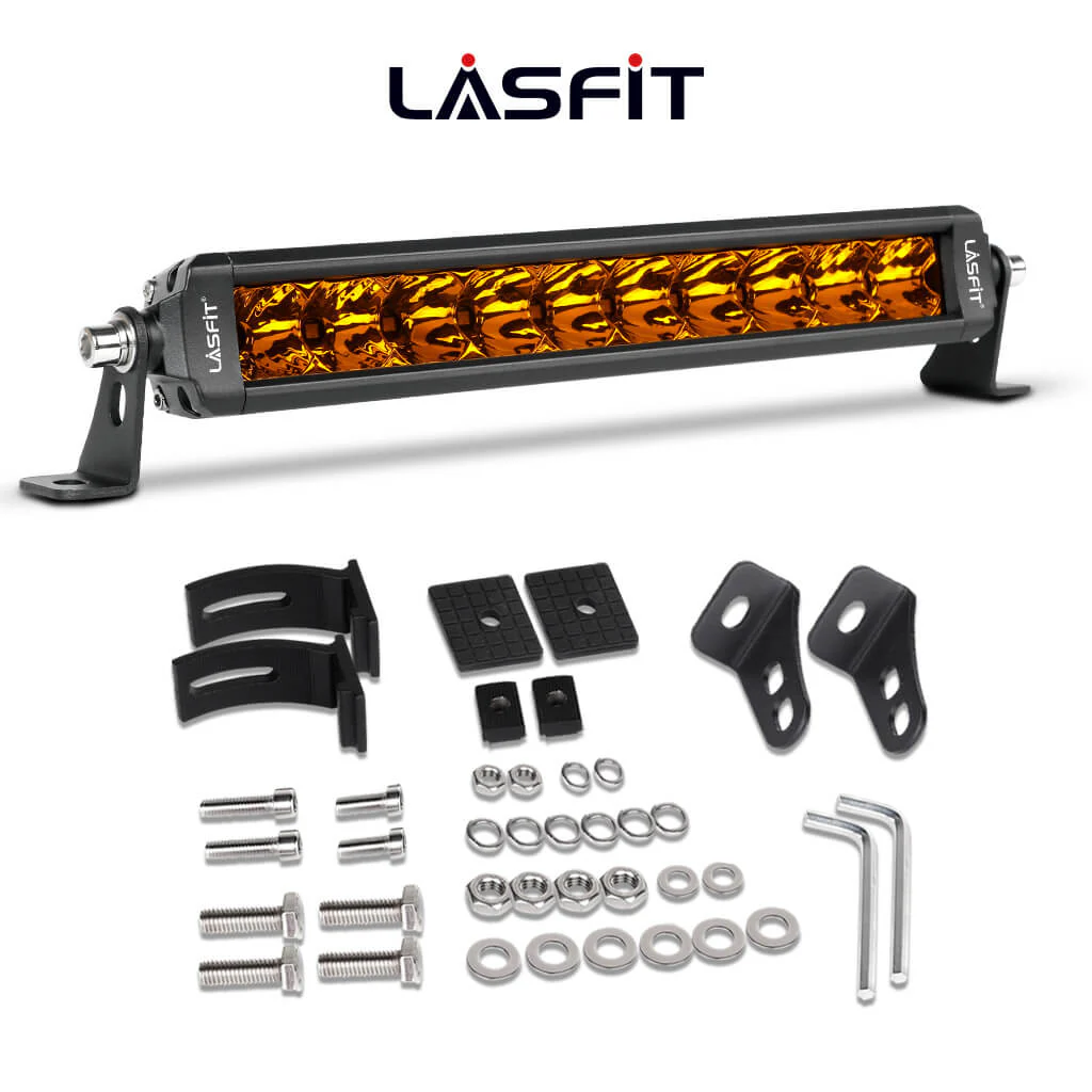 Lasfit 12" Off-Road LED Amber Light Bar With Slim Single Row Combo Flood Spot Design | Bumper Grille Mount - Image 2
