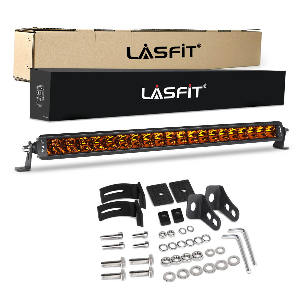 Lasfit 22" Off-Road LED Amber Light Bar With Slim Single Row Combo Flood Spot Design | Bumper Grille Mount - Image 20