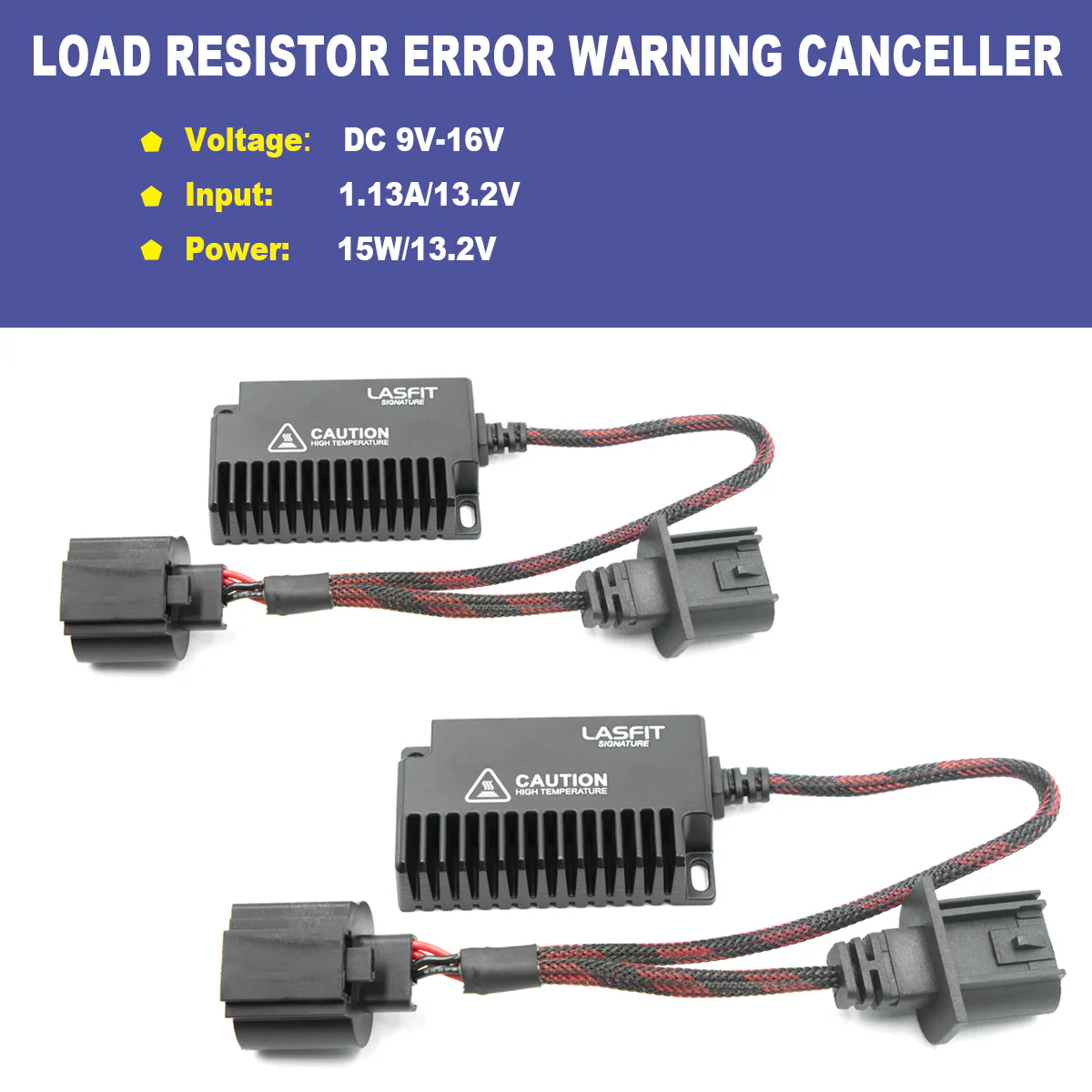 H13 9008 LED Bulb Load Resistor Harness Anti-Flicker Warning Canceler Decoder - Image 2
