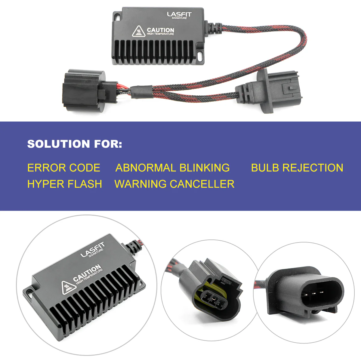 H13 9008 LED Bulb Load Resistor Harness Anti-Flicker Warning Canceler Decoder - Image 3