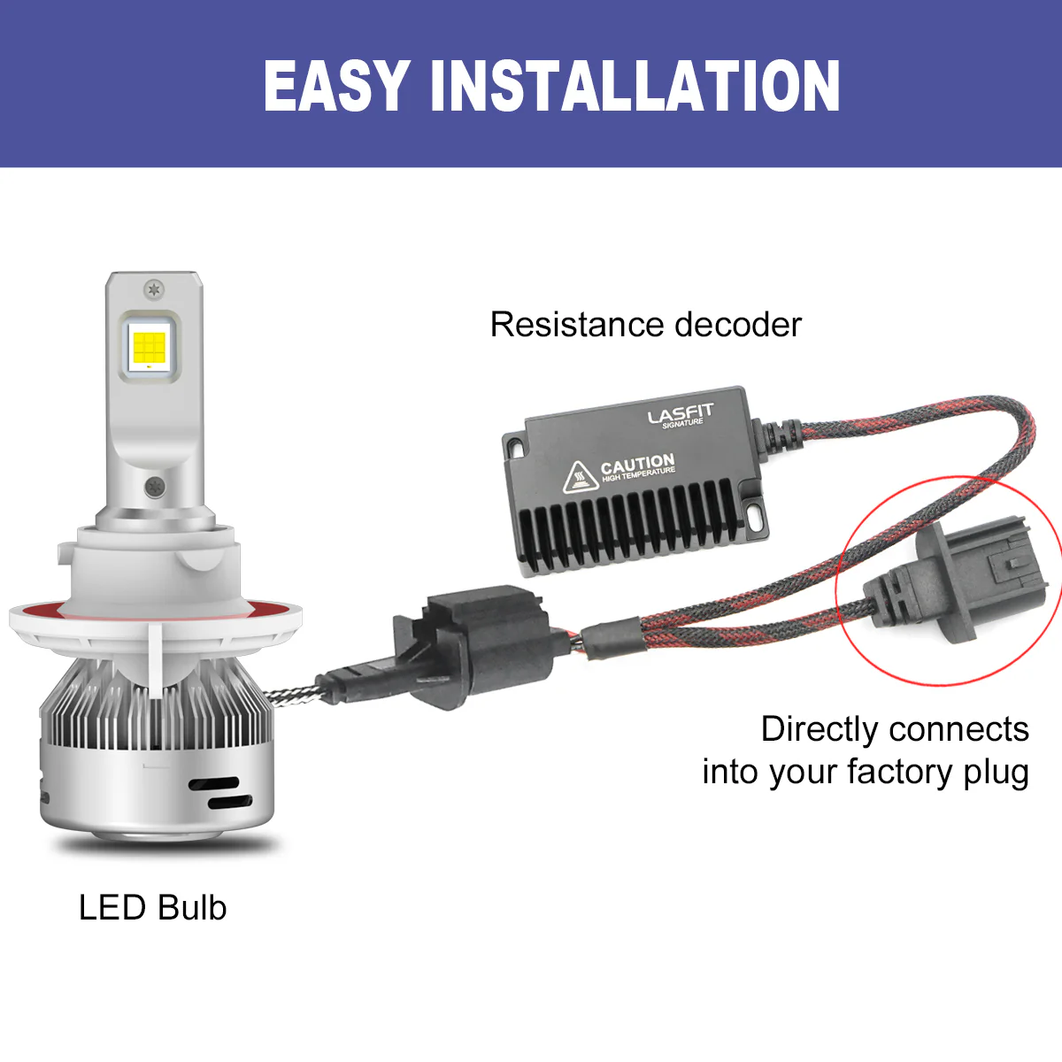 H13 9008 LED Bulb Load Resistor Harness Anti-Flicker Warning Canceler Decoder - Image 6