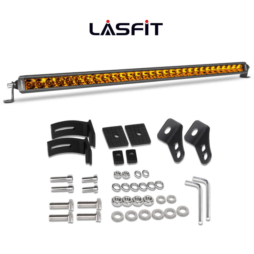 Lasfit 32" Off-Road LED Amber Light Bar With Slim Single Row Combo Flood Spot Design | Bumper Grille Mount - Image 2