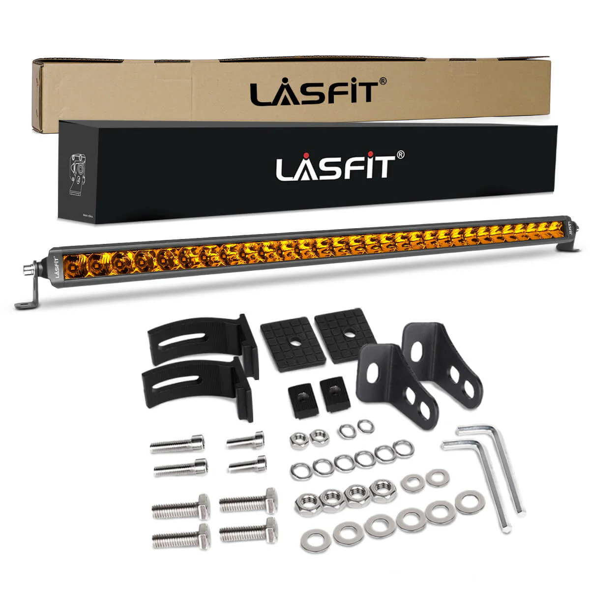 Lasfit 32" Off-Road LED Amber Light Bar With Slim Single Row Combo Flood Spot Design | Bumper Grille Mount - Image 22