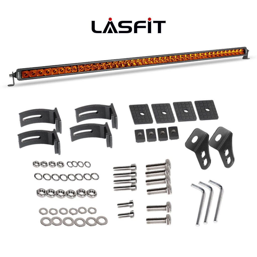 Lasfit 42" Off-Road LED Amber Light Bar With Slim Single Row Combo Flood Spot Design | Roof Rack Windshield Mount - Image 2