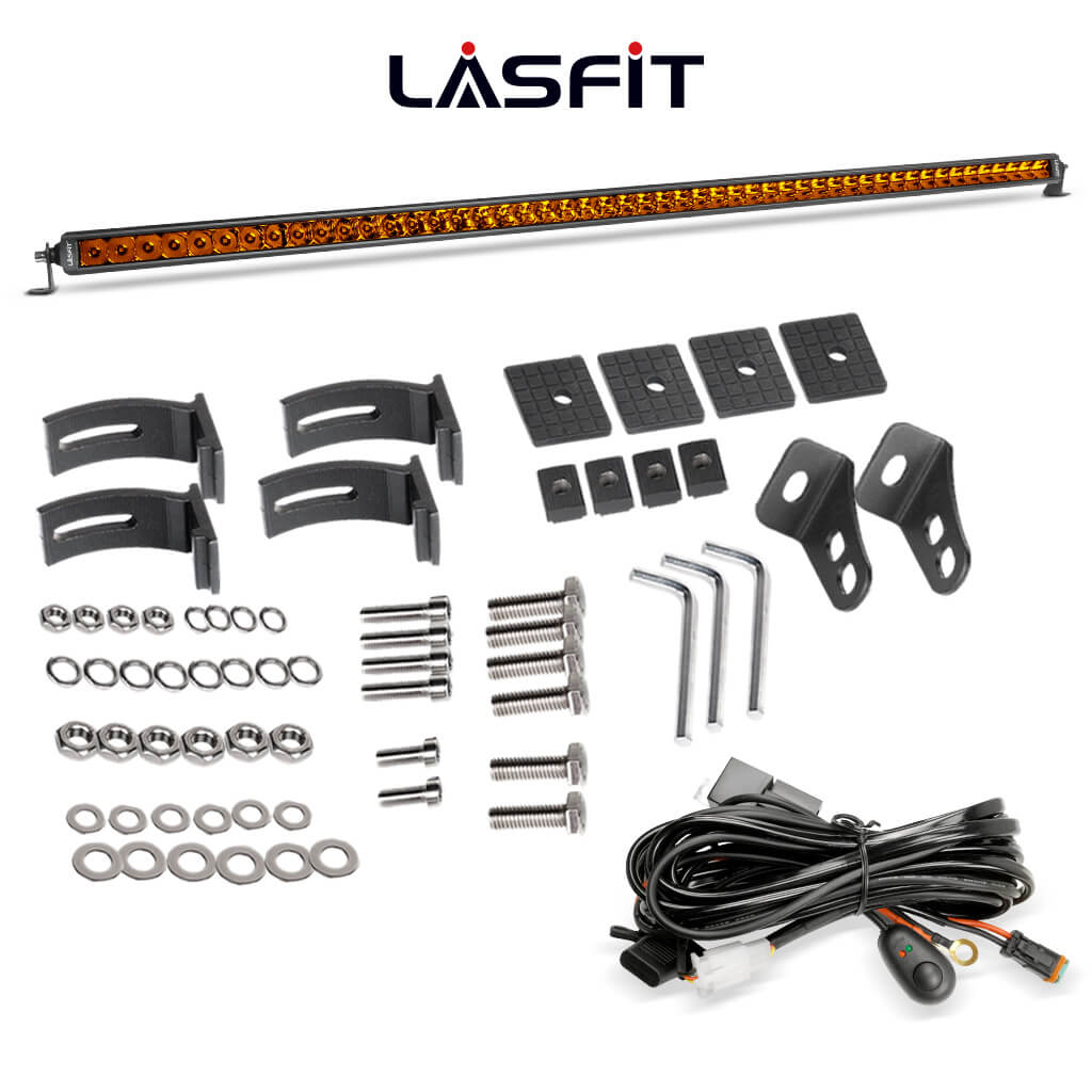 Lasfit 52" Off-Road LED Amber Light Bar With Slim Single Row Combo Flood Spot Design | Roof Rack Windshield Mount - Image 5