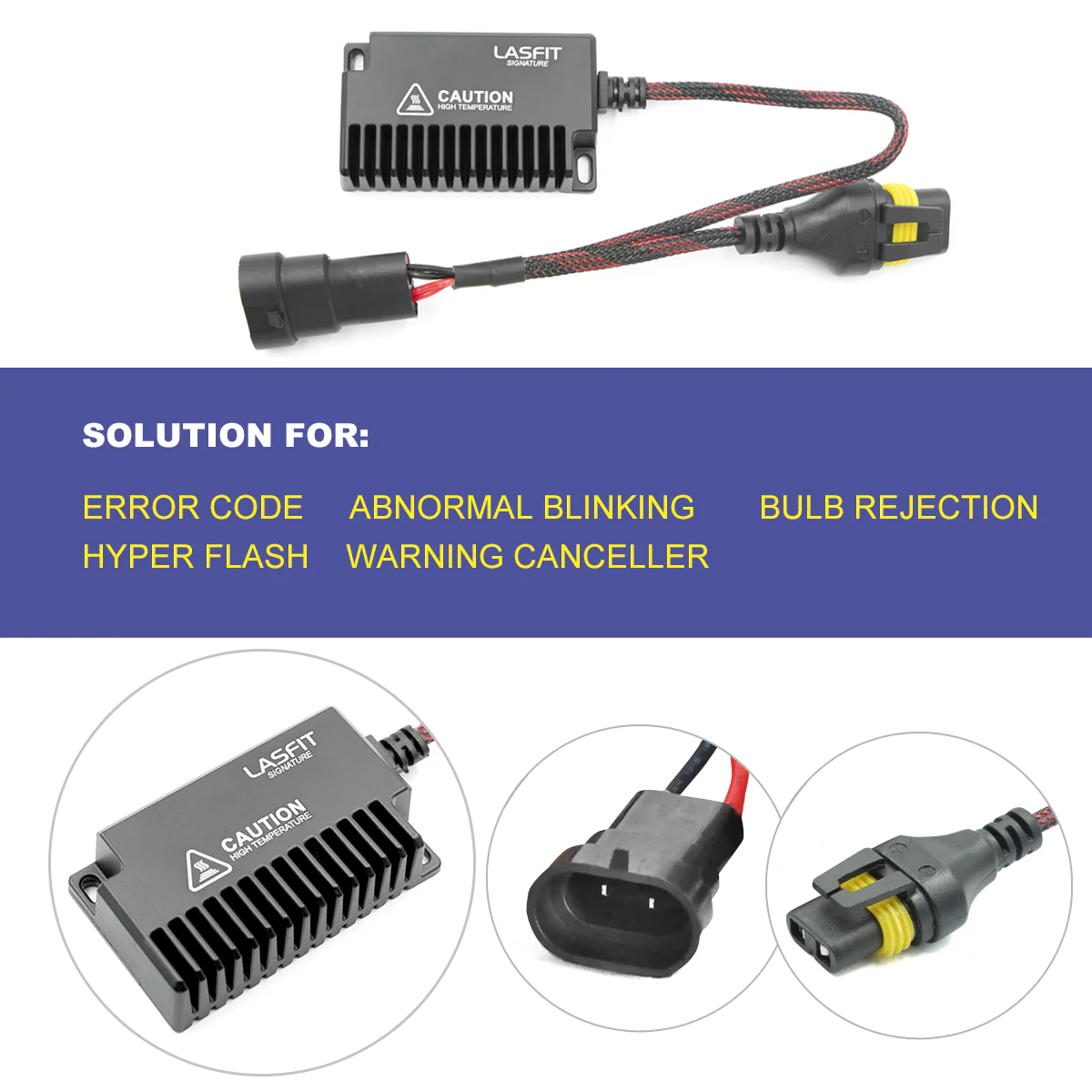 9006 9005 9012 H10 9145 LED Bulb Load Resistor Harness Anti-Flicker Warning Canceler - Image 3