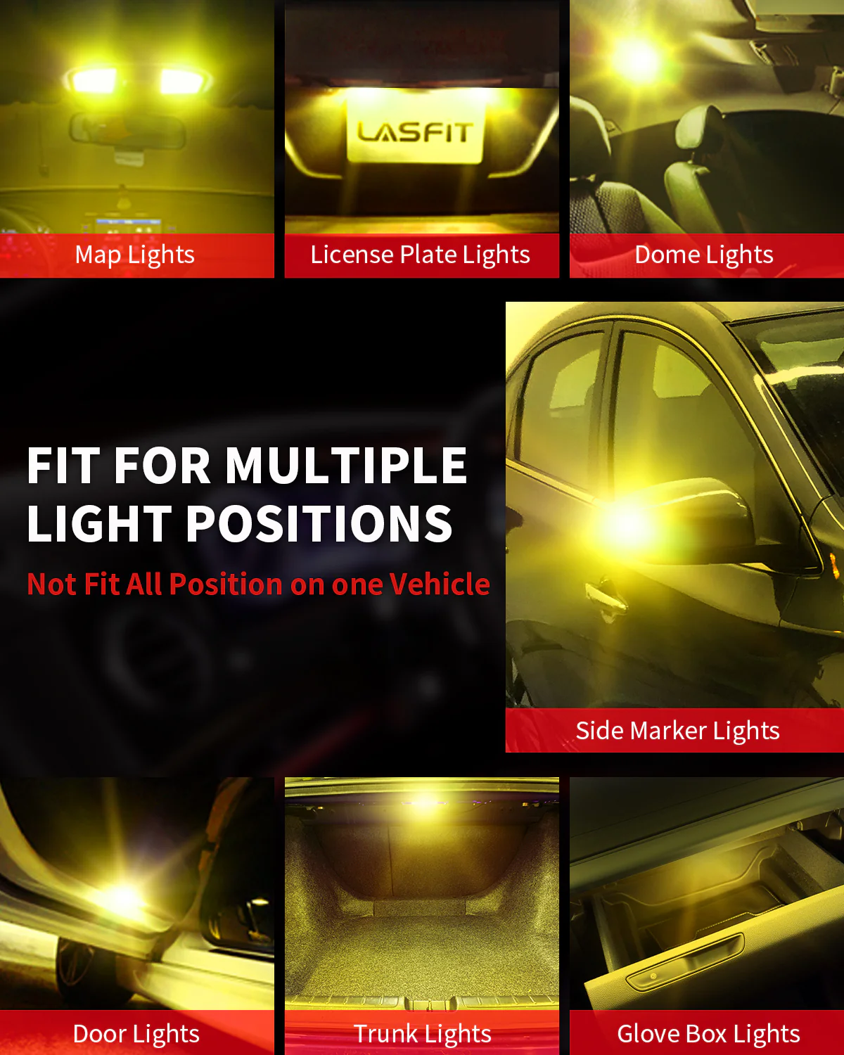 194 168 W5W LED CANBUS Error Free Interior Door Dome Map Trunk Lights | Golden Yellow, 2 Bulbs - Image 6