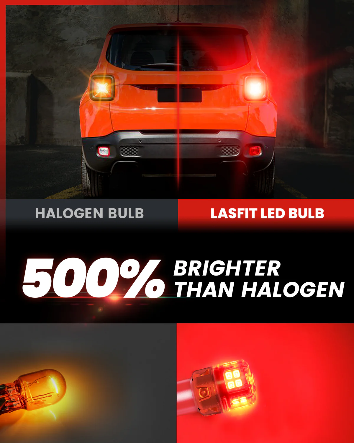 1156 1141 1003 LED Brake Tail Stop Parking Light Bulb | Brilliant Red (Don't Work for Trucks), 2 Bulbs | Upgraded L2 Series - Image 3
