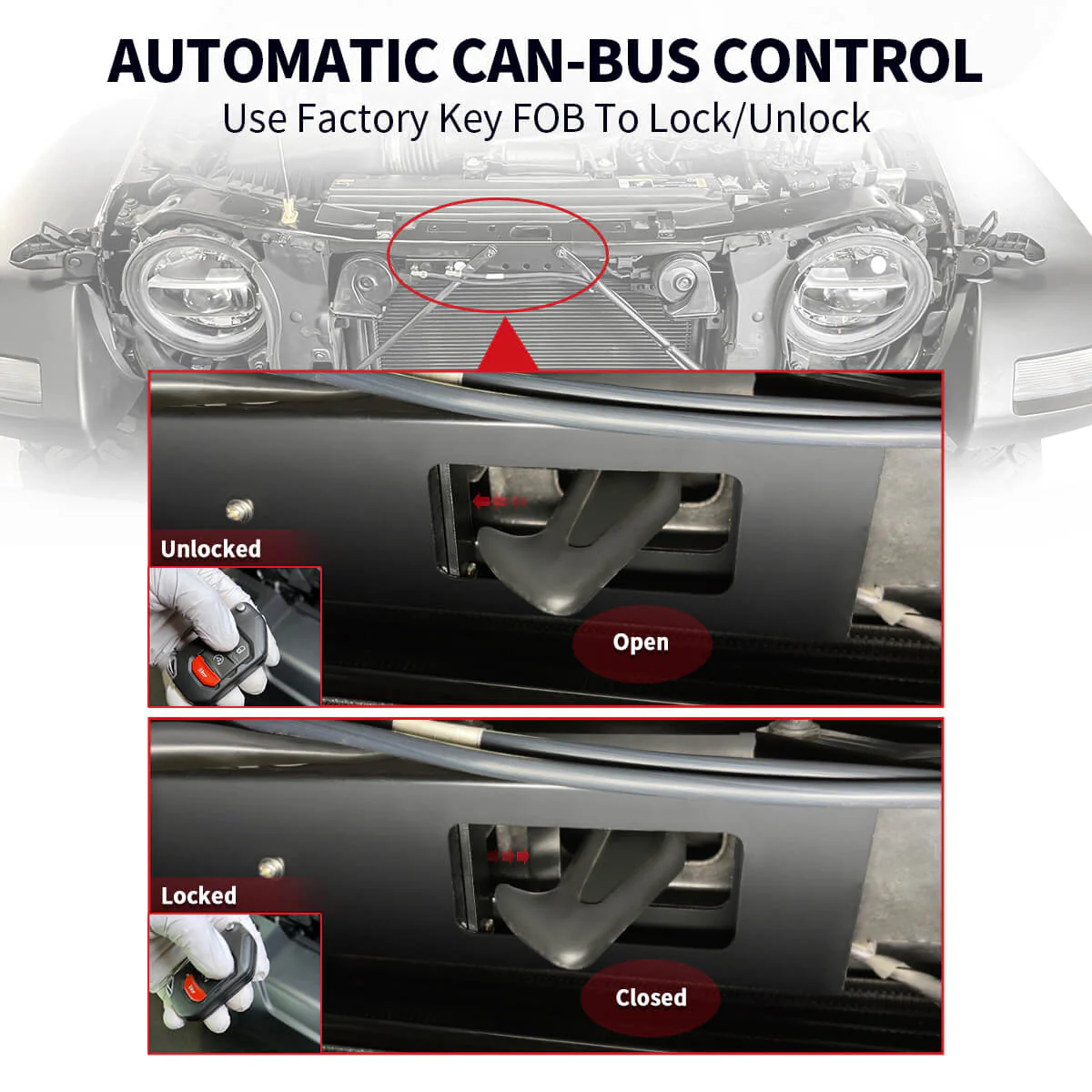 Lasfit Stealth Anti-Theft Automatic Hood Lock System for 18-23 Jeep Wrangler JL/JLU and Gladiator JT(Version 2.0), Don't fit 2024+ Jeep Wrangler/Gladiator - Image 8