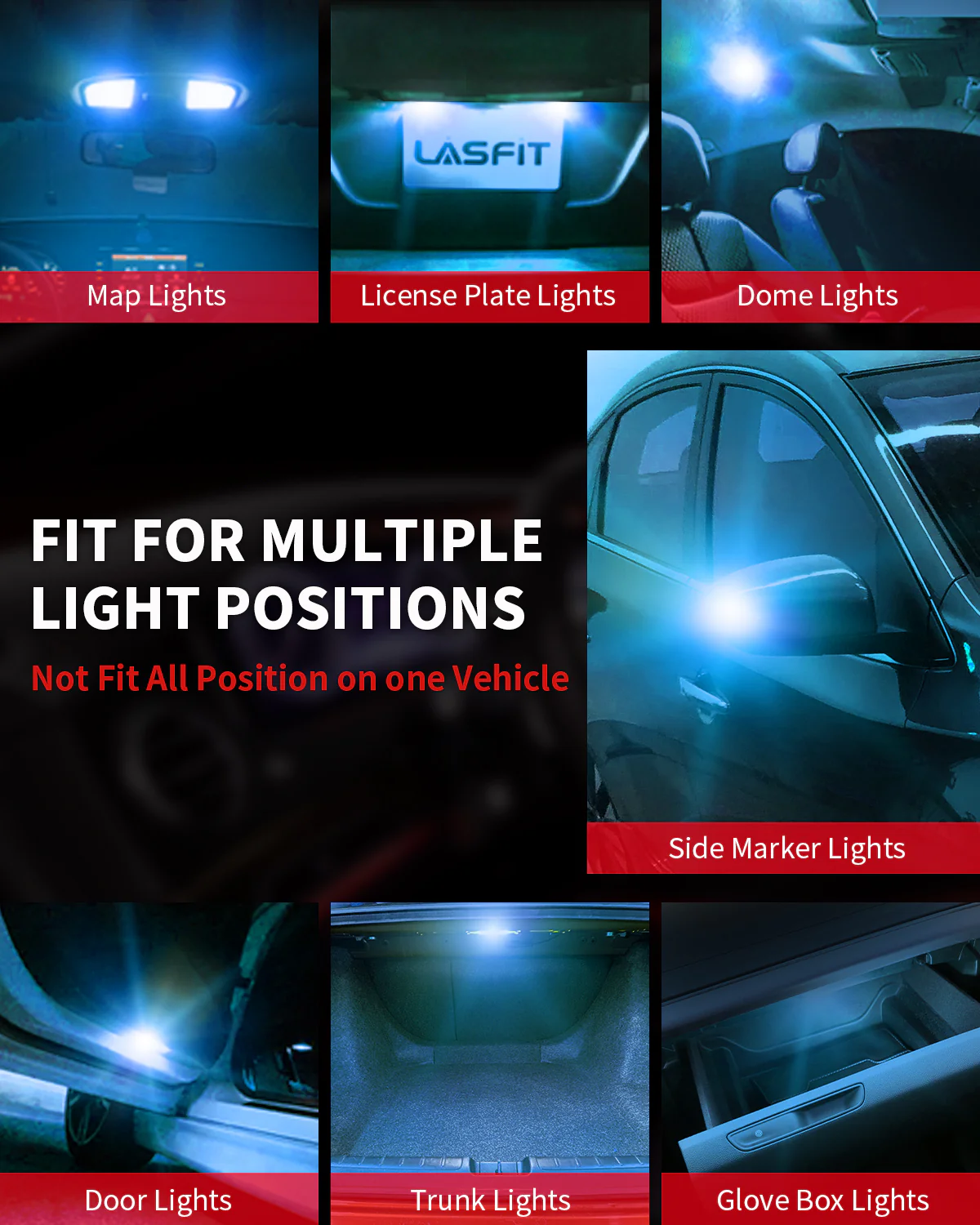 158 192 194 168 W5W LED Dome Map Trunk Side Marker Lights | Ice Blue, 2 Bulbs - Image 6