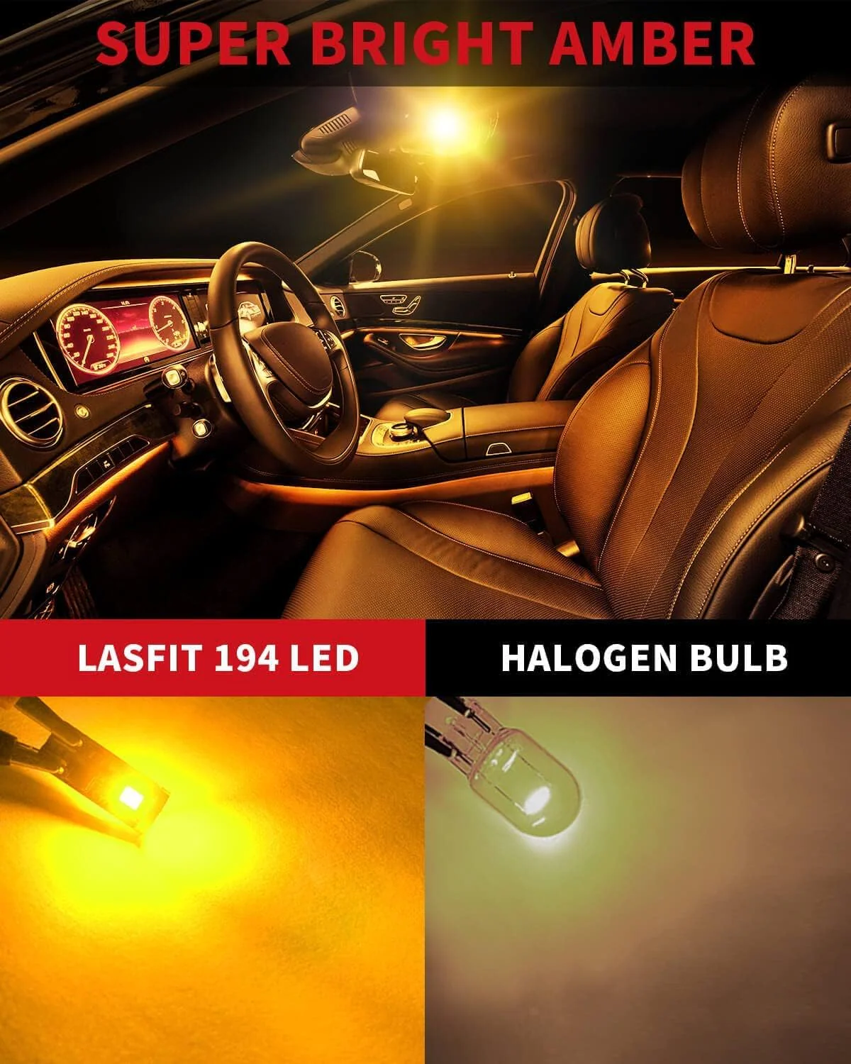 168 194 2825 T10 CANBUS Error Free LED Side Marker Lights Dome Map Bulbs | Amber, 2 Bulbs - Image 2