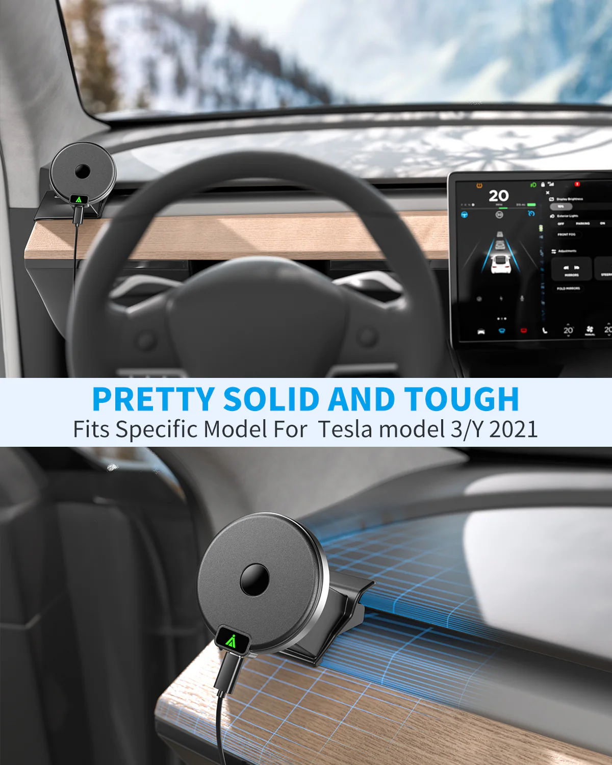 Magnetic Wireless Car Charger, Specific Phone Mount for 2021 Tesla Model 3 Model Y, 15W Max Fast Charging for iPhone 14 13 12 Series Compatible with MagSafe Case - Image 4