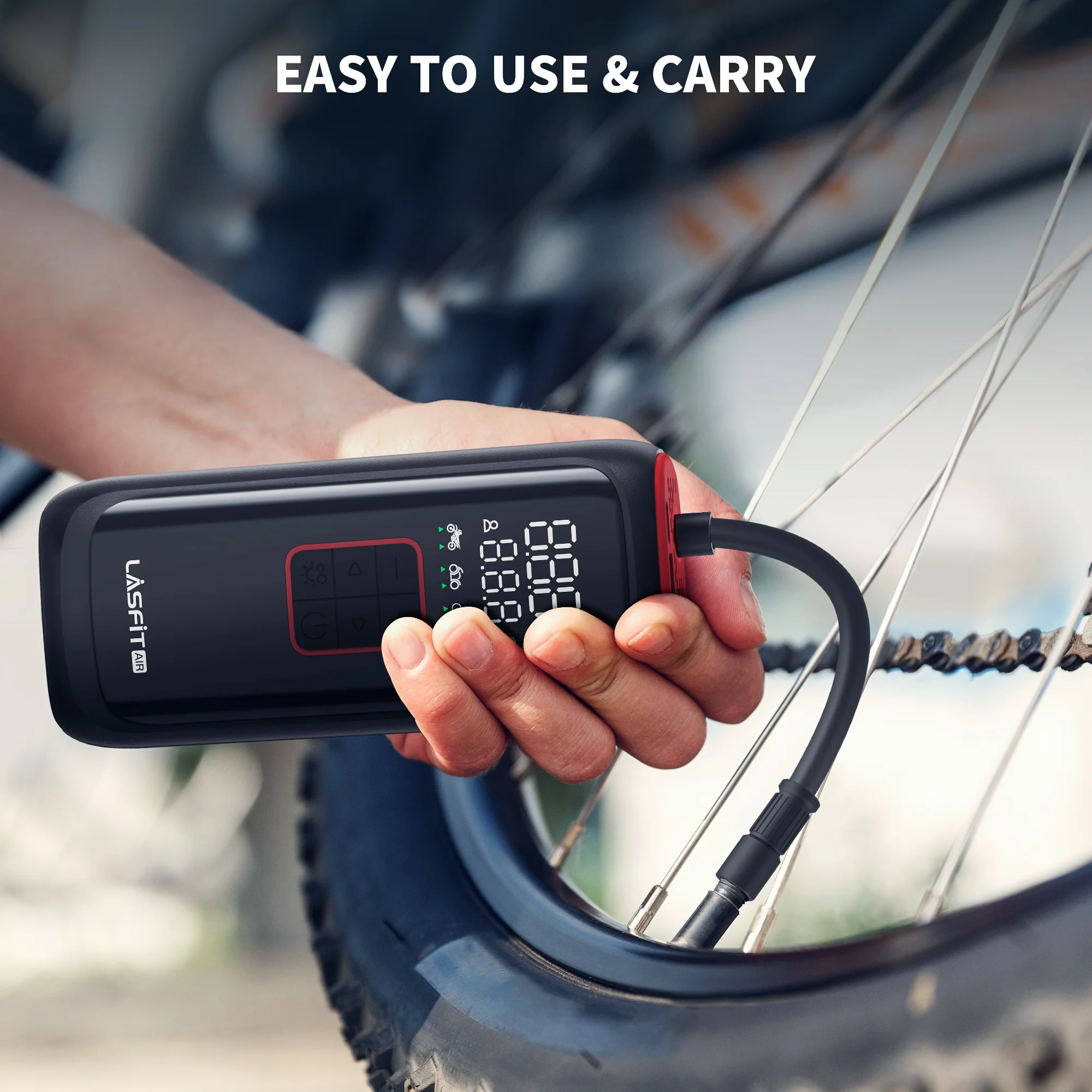 LASFIT AIR Portable Cordless Tire Inflator Air Compressor Pump for Bike Bicycle Motorcycle Ball - Image 7