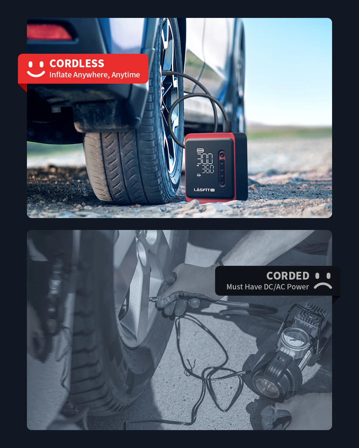 LASFIT AIR Portable Cordless Tire Inflator Car Air Compressor Pump for Car Motorcycle Bike Ball Inflatables - Image 3