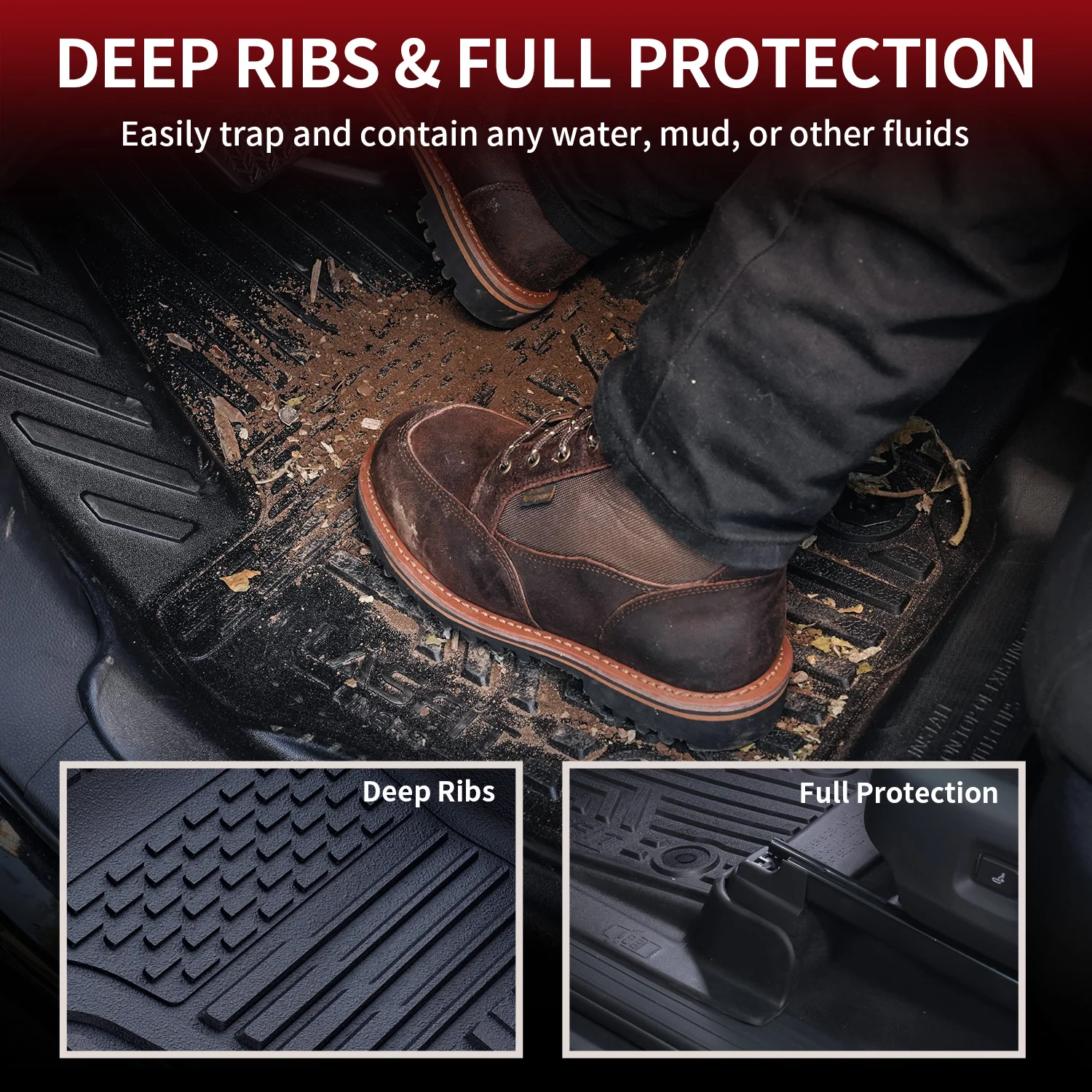 Fit for 2025-2026 Ram 1500 All-weather Floor Mats With Bucket Seating Only - Image 23