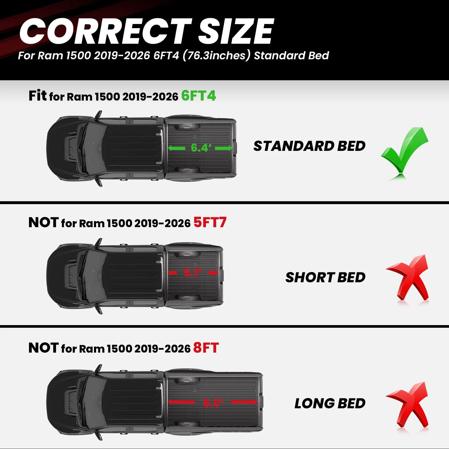 Fit for 2019-2026 Ram 1500 Truck Bed Mat, Not Fit Drop-in liners - Image 12