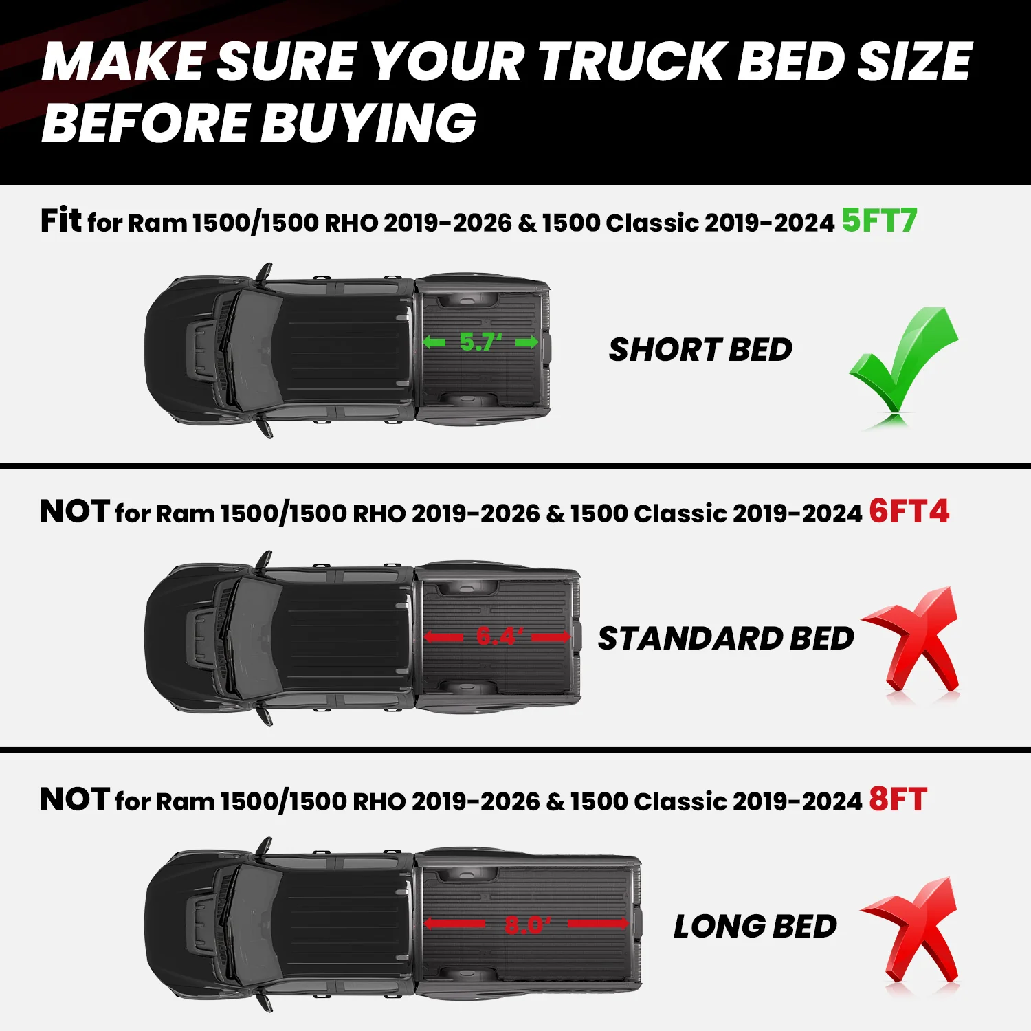 Fit for 2019-2024 Ram 1500 Classic Heavy Duty Truck Bed Mat or Tailgate Mat - Image 12