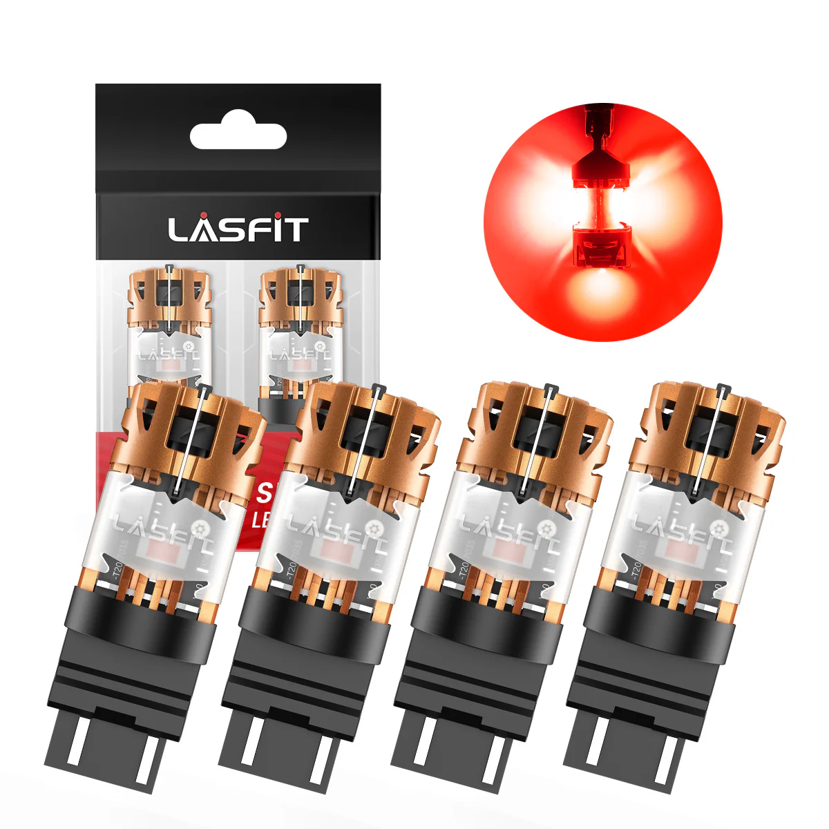 Red 4257 CanBus-Ready Rear Turn Signal Light Brake Light Tail Light LED Bulbs | D2 Series - Image 9