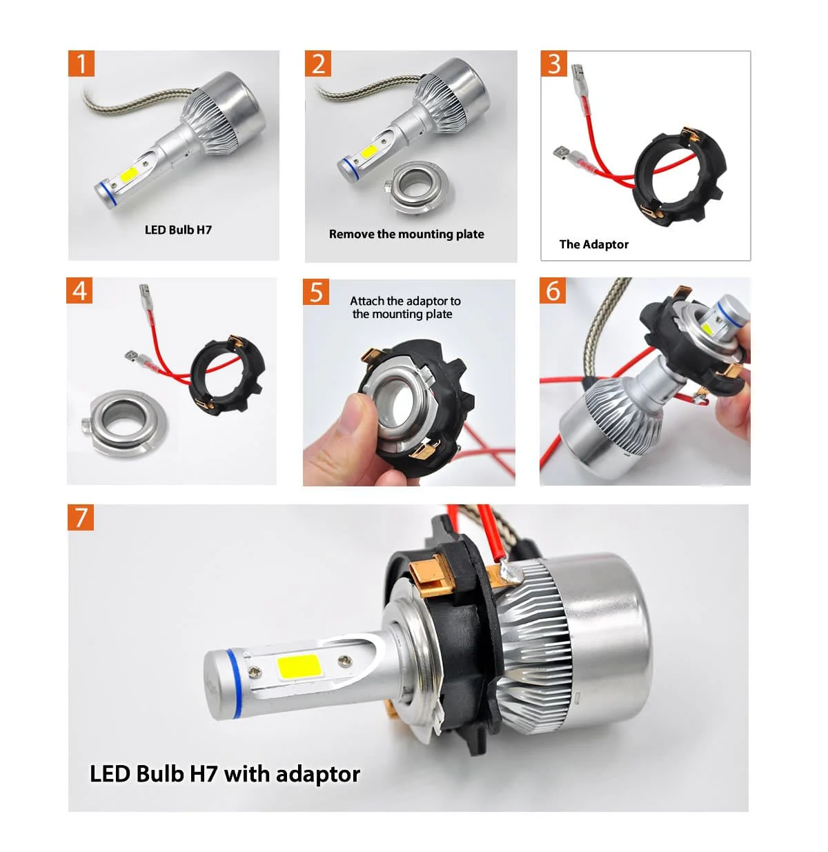 TK119A 2x H7 LED Bulb Holder Adapter Retainer Fit for Volkswagen - Image 3