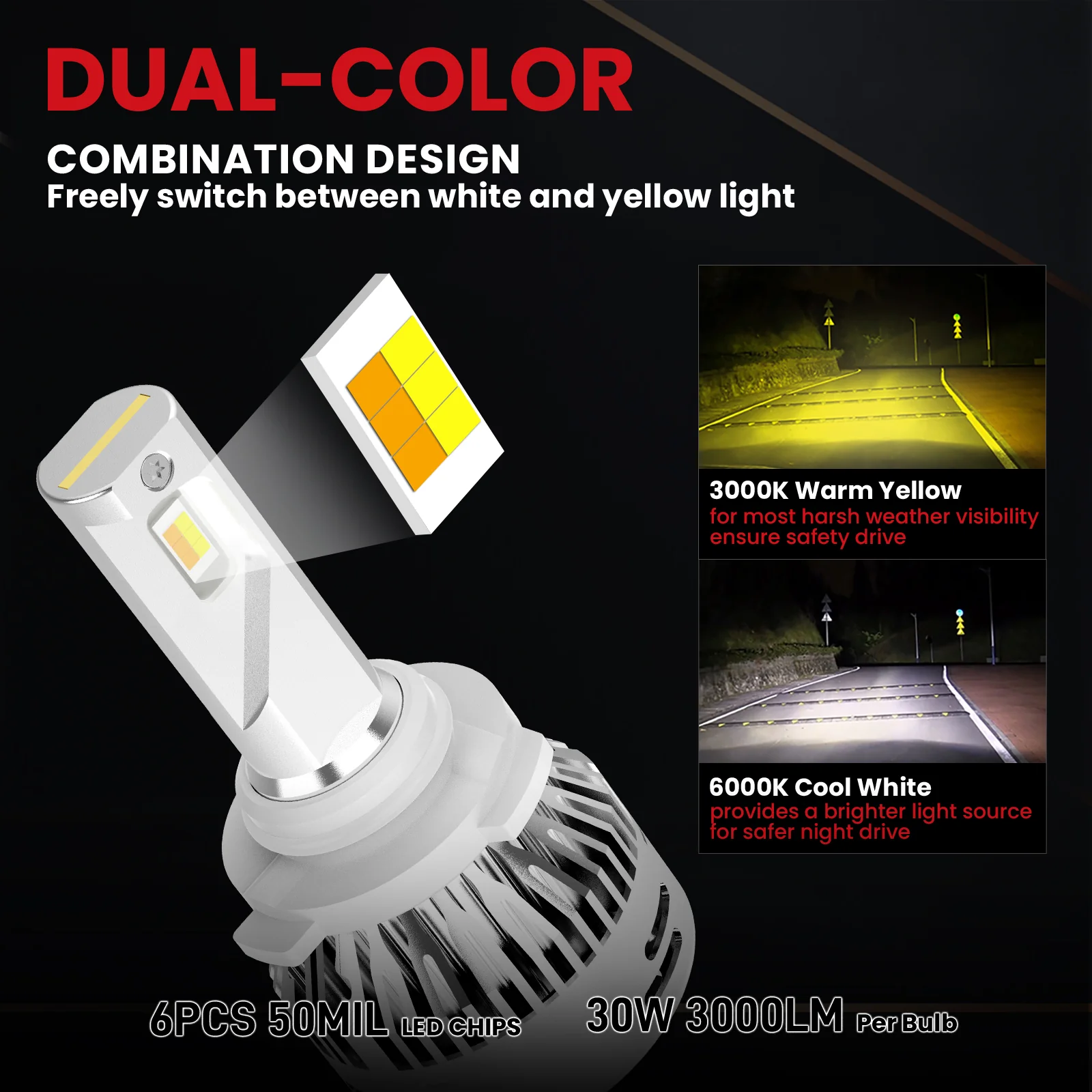 Switchback 60W 9005 HB3 LD Plus Series | 6,000LM 6000K/3000K LED Bulbs - Image 5