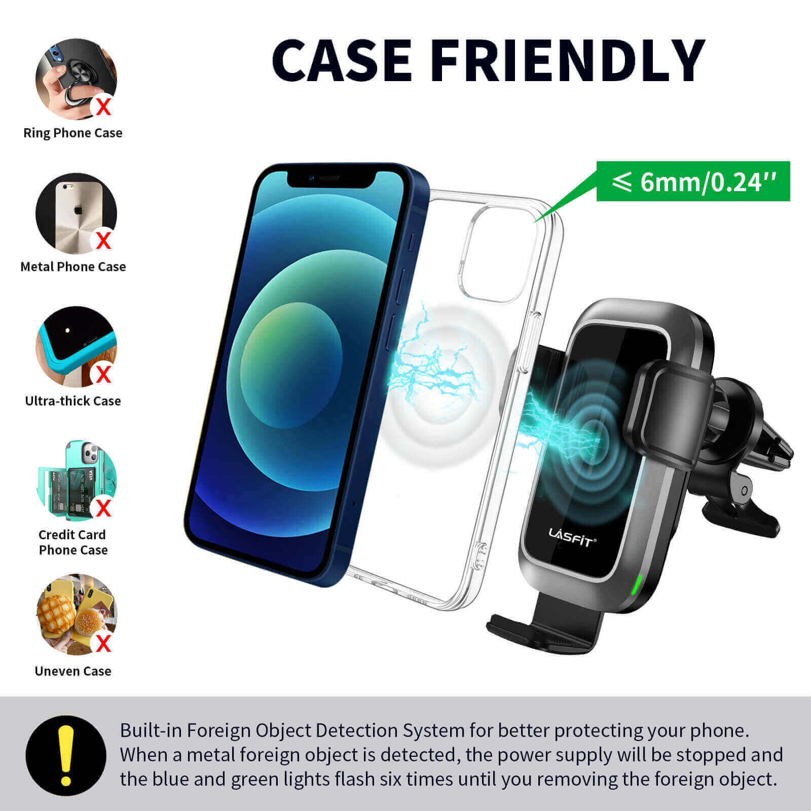 [AC Version] Wireless Car Charger Phone Holder 15W Qi Fast Charging Dash Windshield Air Vent Mount - Image 2